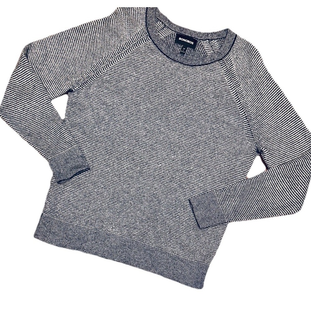 Bonobos Cashmere Sweater Sz Large Slim Fit Blue Textured Pullover *Flaw